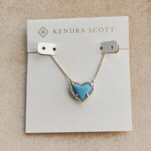 Kendra Scott Ari Heart Gold Turquoise Necklace New